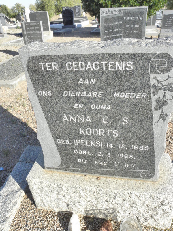 KOORTS Anna C.S. nee PEENS 1885-1965