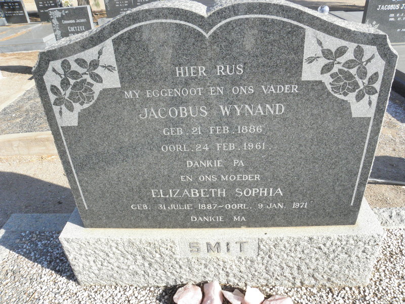 SMIT Jacobus Wynand 1886-1961 &amp; Elizabeth Sophia 1887-1971
