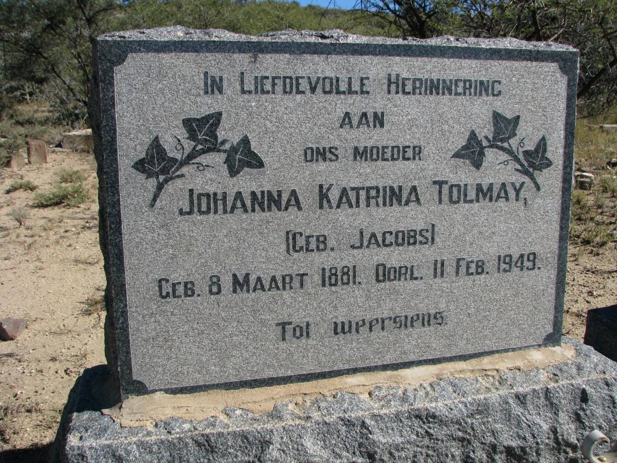 TOLMAY Johanna Katrina nee JACOBS 1881-1949