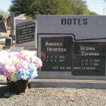 BOTES Andries Frederick 1922-1987 &amp; Gesina Cathrina 1928-1991