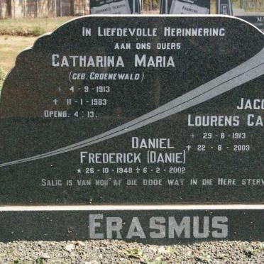 ERASMUS Jacob Lourens Carolus 1913-2003 &amp; Catharina Maria GROENEWALD 1913-1983 :: ERASMUS Daniel Frederick 1948-2002