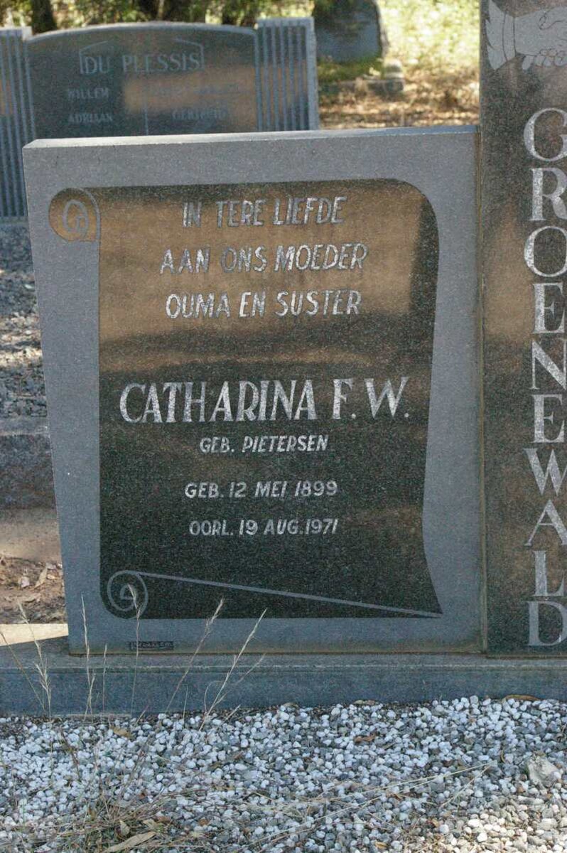 GROENEWALD Lukas J. 1889-1969 &amp; Catharina F.W. PIETERSEN 1899-1971