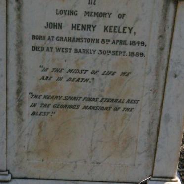 KEELEY John Henry 1849-1889