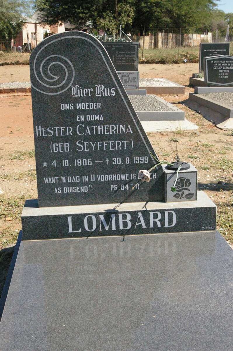 LOMBARD Hester Catherina nee SEYFFERT 1906-1999