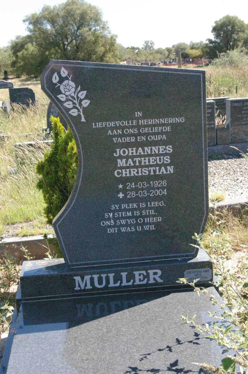 MULLER Johannes Matheus Christian 1926-2004