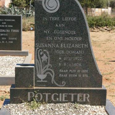 POTGIETER Susanna Elizabeth nee DOMAN 1922-1978