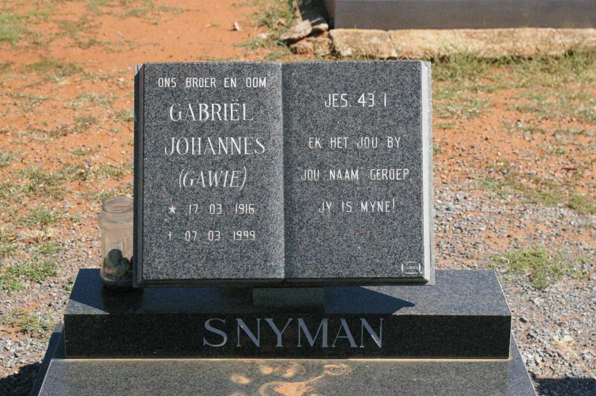 SNYMAN Gabriël Johannes 1916-1999