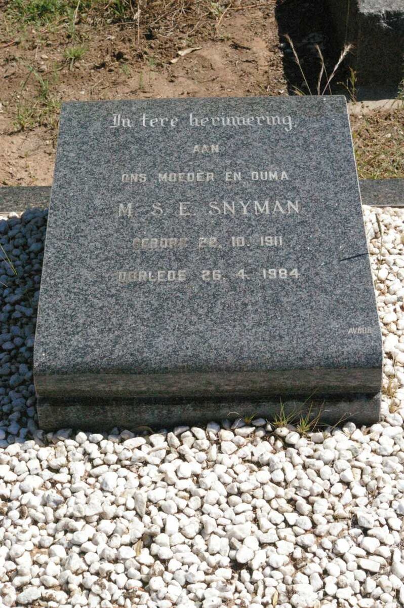 SNYMAN M.S.E. 1911-1984