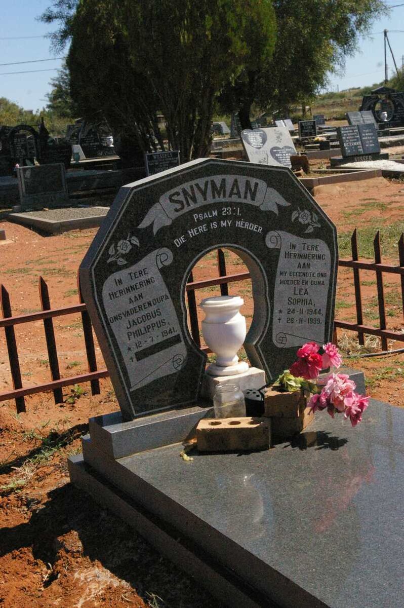 SNYMAN Jacobus Philippus 1941- &amp; Lea Sophia 1944-1999