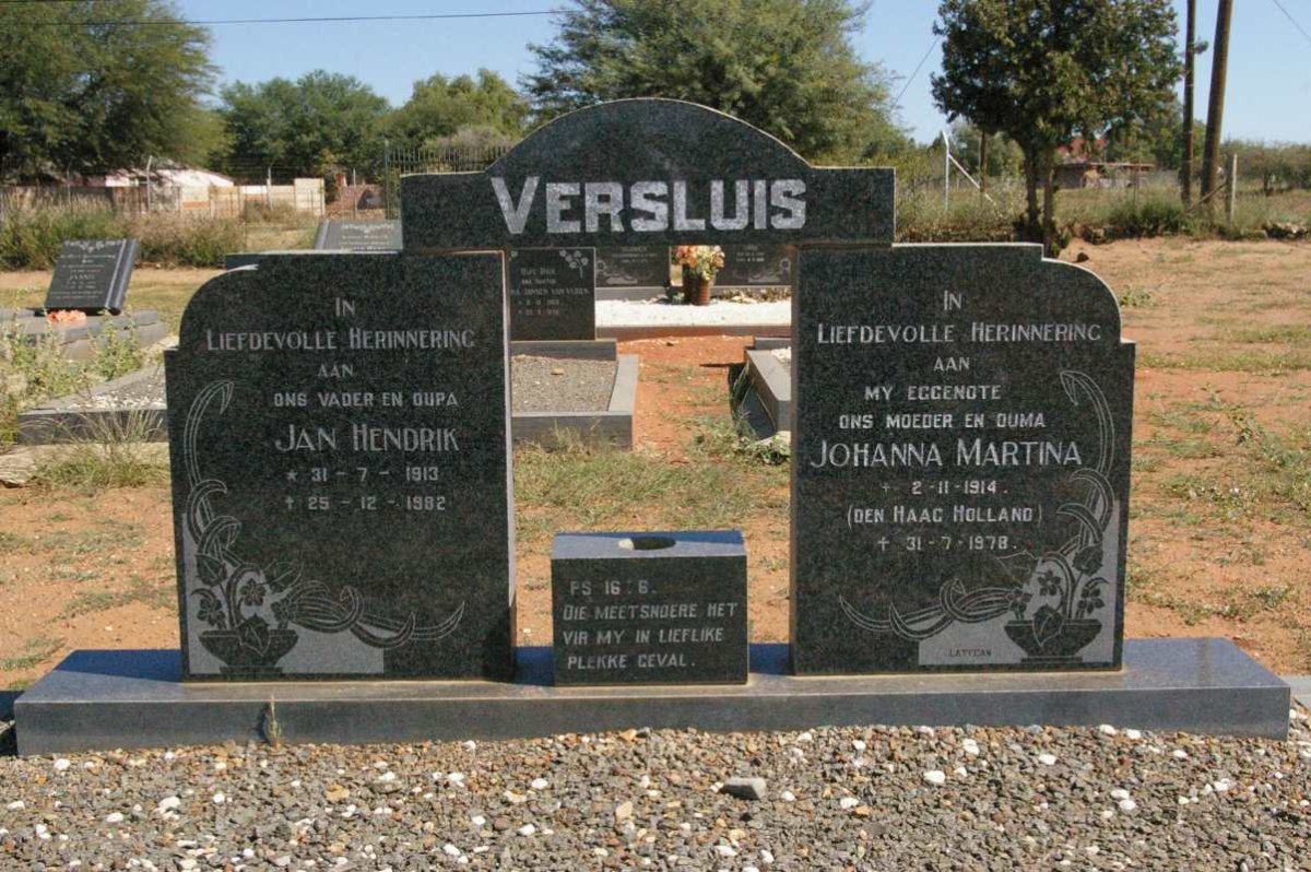 VERSLUIS Jan Hendrik 1913-1982 &amp; Johanna Martina 1914-1978