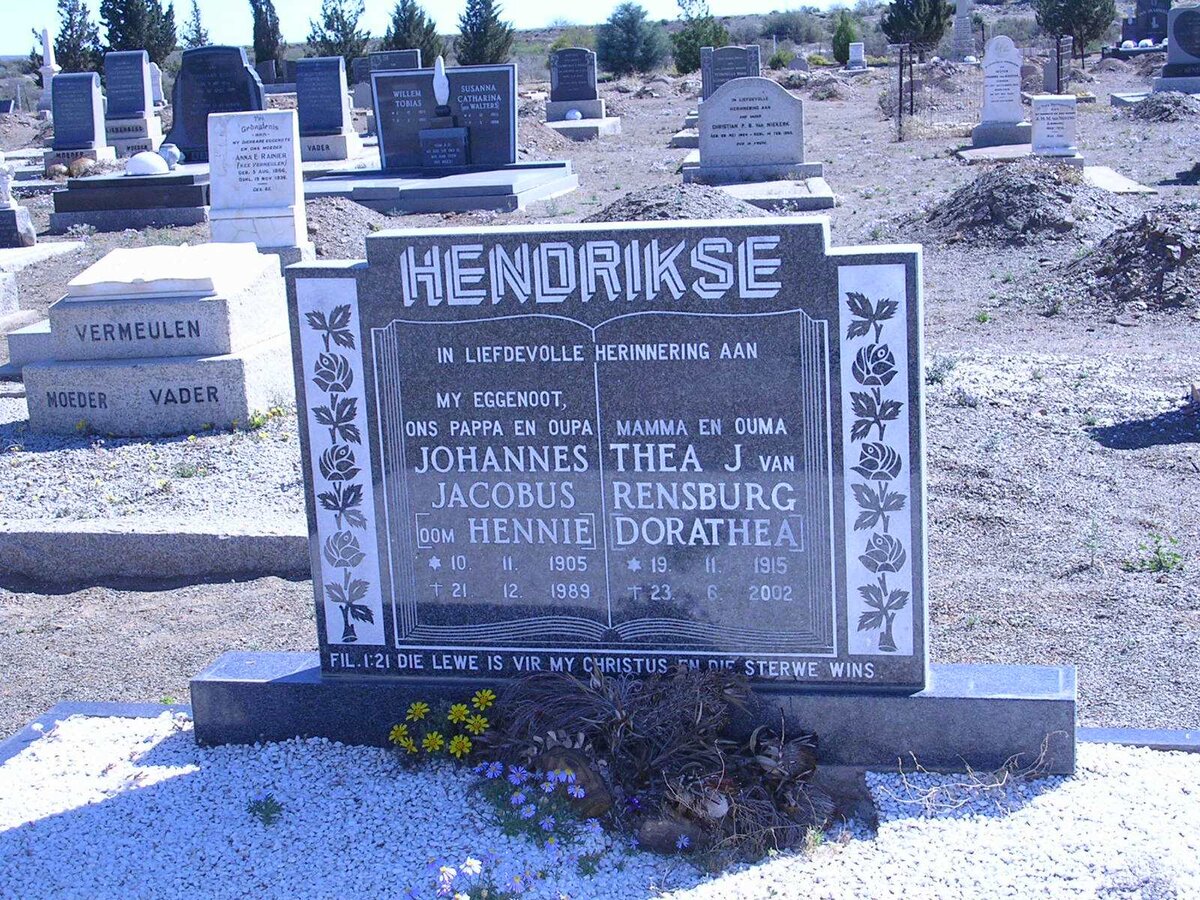 HENDRIKSE Johannes Jacobus 1905-1989 &amp; Thea J. VAN RENSBURG 1915-2002