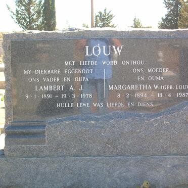 LOUW Lambert A.J. 1891-1978 &amp; Margaretha W. LOUW 1894-1987