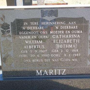 MARITZ William Albertus 1907-1980 &amp; Catharina Elizabeth BOTHMA 1918-1987
