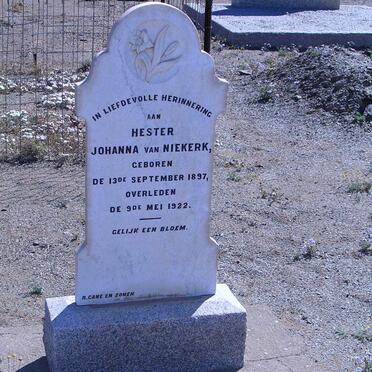 NIEKERK Hester Johanna, van 1897-1922