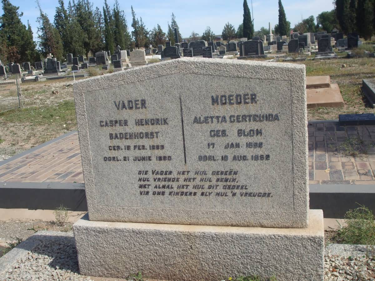 BADENHORST Casper Hendrik 1889-1960 &amp; Aletta Gertruida BLOM 1892-1962