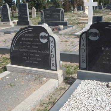 BURGER B.B. 1882-1967 &amp; Anna Gertruida KEUN 1884-1958