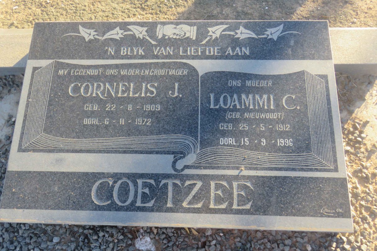 COETZEE Cornelis J. 1909-1972 &amp; Loammi C. NIEUWOUDT 1912-1996