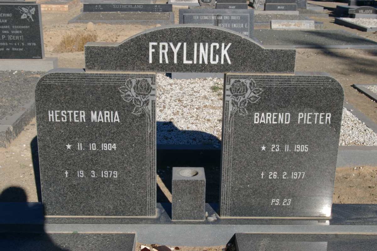 FRYLINCK Barend Pieter 1905-1977 &amp; Hester Maria 1904-1979
