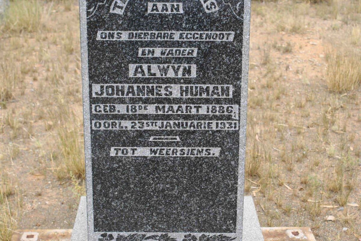 HUMAN Alwyn Johannes 1886-1931