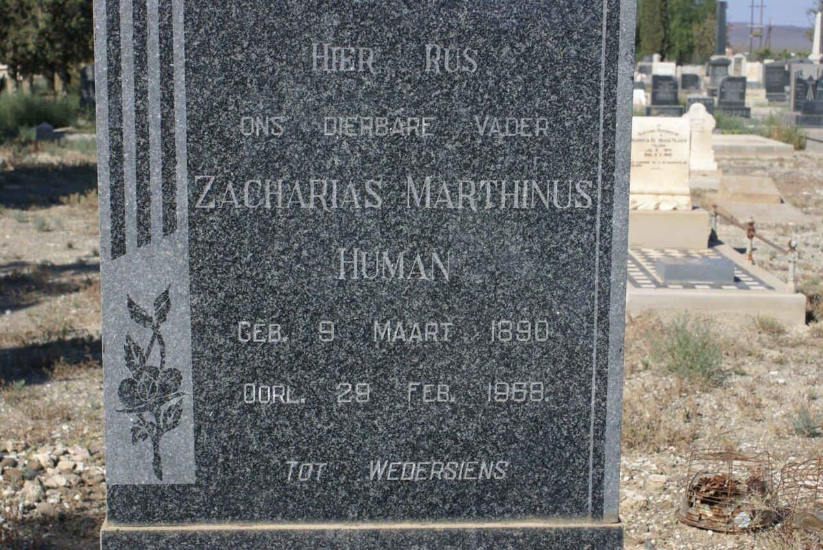 HUMAN Zacharias Marthinus 1890-1968