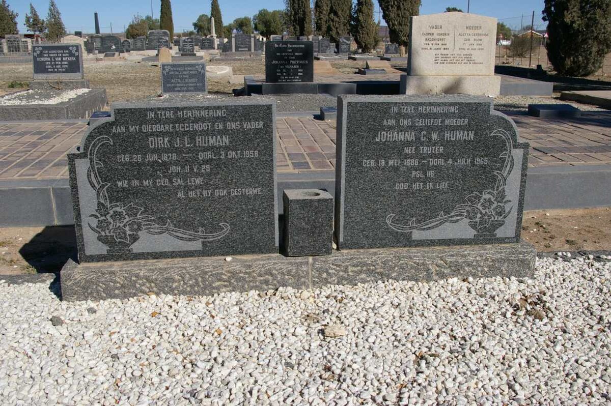 HUMAN Dirk J.L. 1878-1958 &amp; Johanna C.W. TRUTER 1888-1965