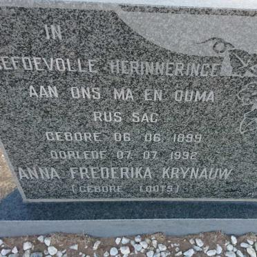 KRYNAUW Anna Frederika nee LOOTS 1899-1992