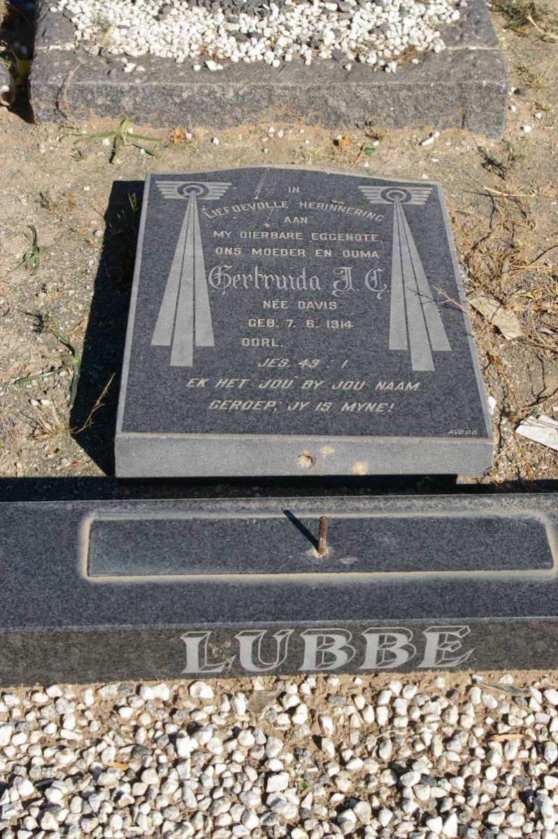 LUBBE Gertruida J.C. nee DAVIS 1914-