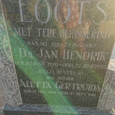 LOOTS Aletta Gertruida 1898-1981 :: LOOTS Jan Hendrik 1926-1955