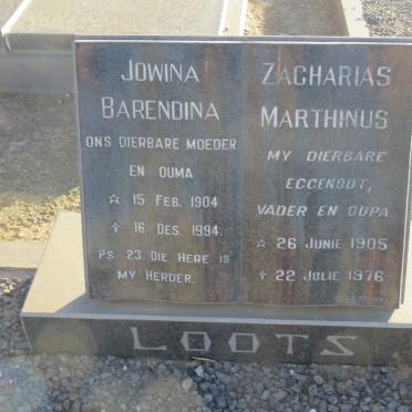 LOOTS Zacharias Marthinus 1905-1976 &amp; Jowina Barendina 1904-1994