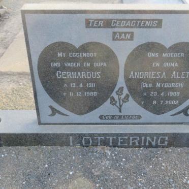 LOTTERING Gerhardus 1911-1980 &amp; Andriesa Aletta MYBURGH 1909-2000