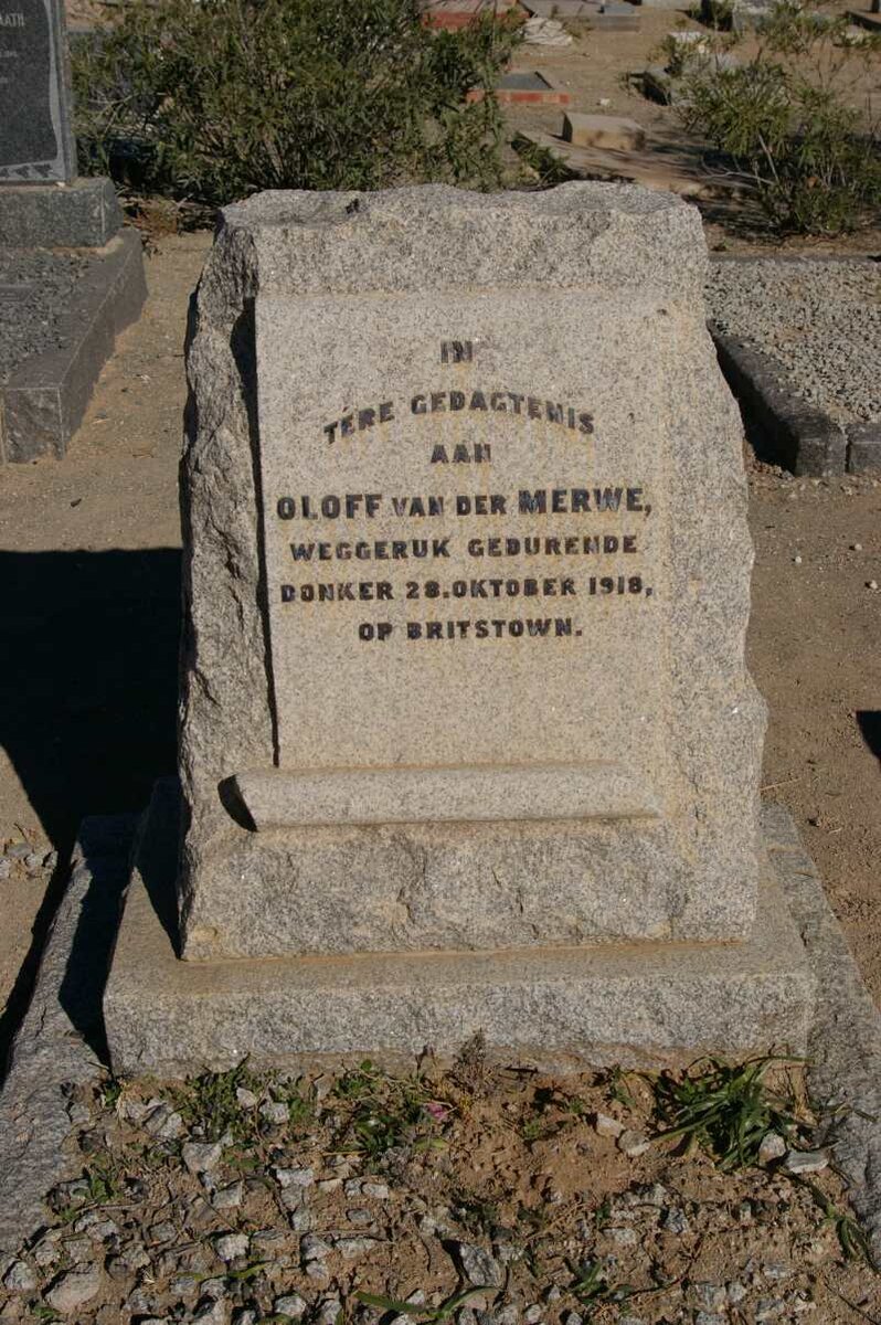 MERWE Oloff, van der -1918