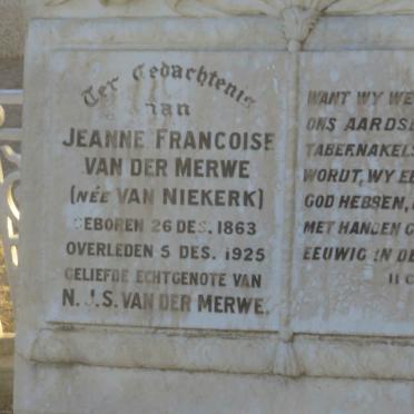 MERWE Nicolaas J.S., v.d. 1862-1934 &amp; Jeanne Francoise VAN NIEKERK 1863-1925
