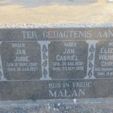 MALAN Jan Gabriel 1880-1938 &amp; Elizabeth Wilhelmina Christina HUMAN 1881-1953 :: MALAN Jan Jurie 1908-1927