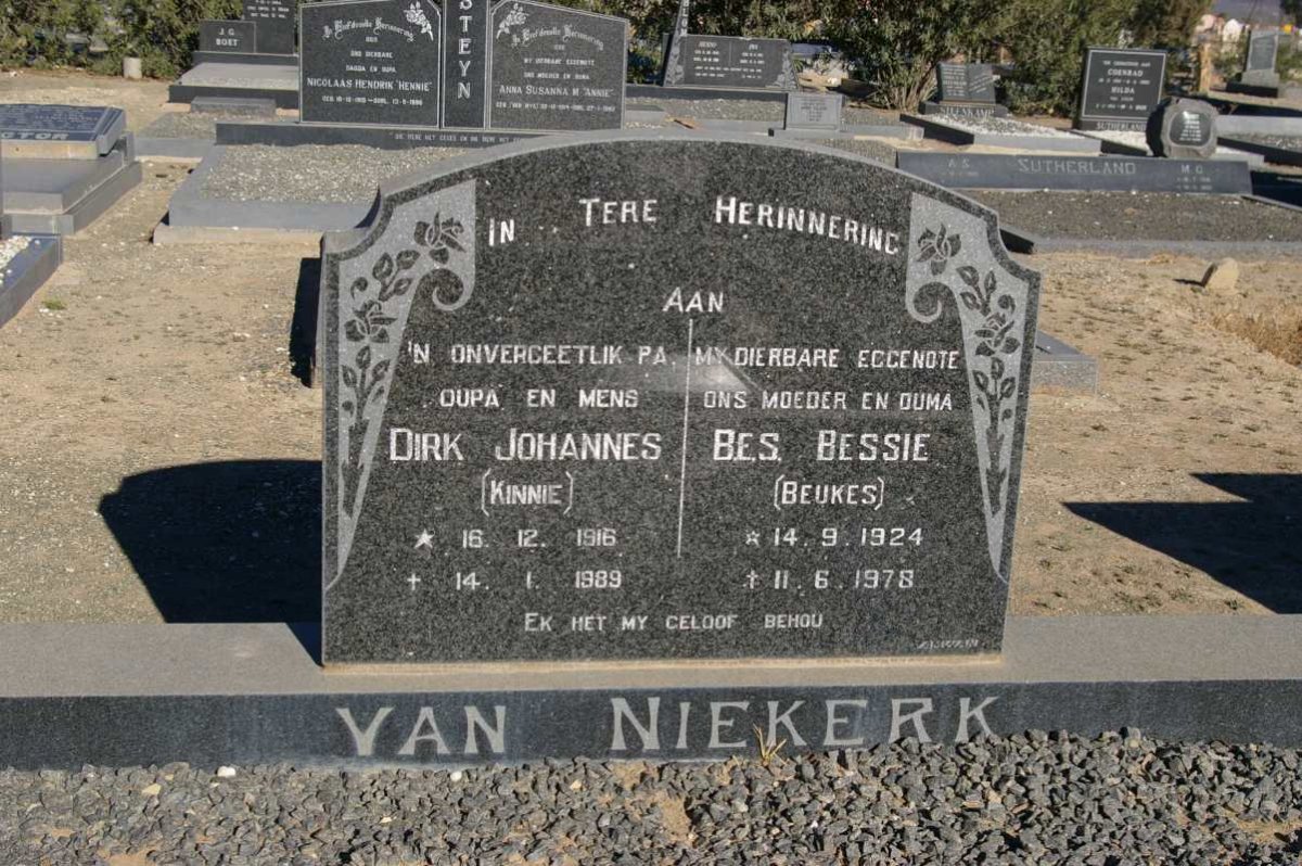 NIEKERK Dirk Johannes, van 1916-1989 &amp; B.E.S. BEUKES 1924-1978