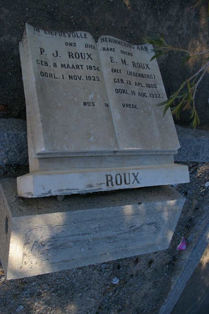 ROUX P.J. 1858-1923 &amp; E.M. LIEBENBERG 1860-1932