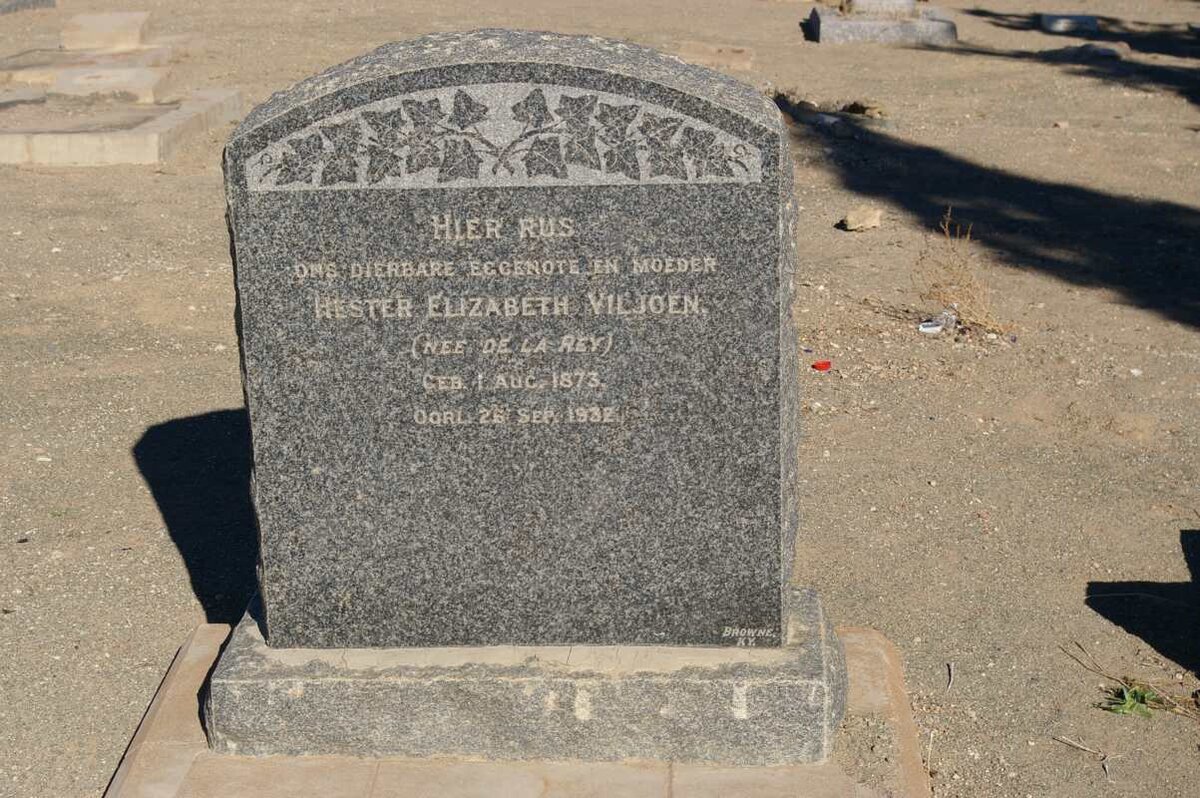 VILJOEN Hester Elizabeth nee DE LA REY 1873-1932