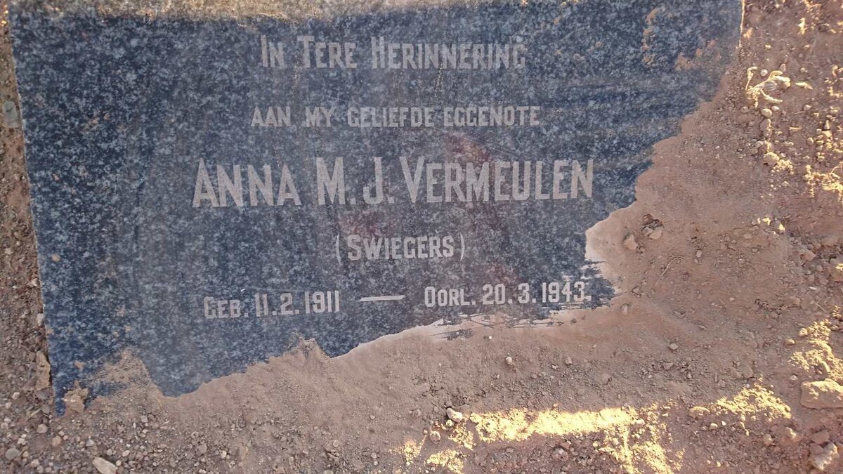 VERMEULEN Anna M.J. nee SWIEGERS 1911-1943