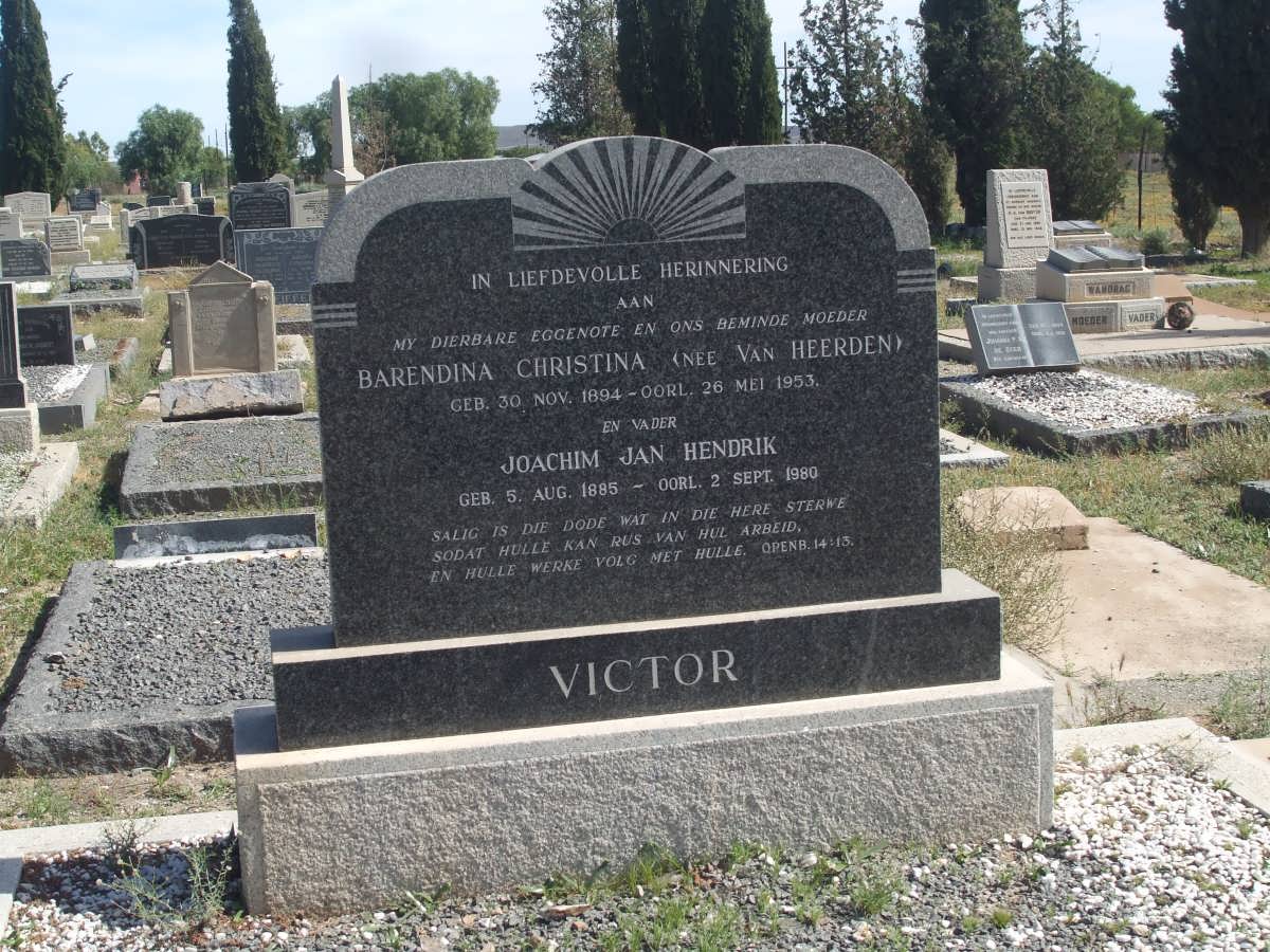 VICTOR Joachim Jan Hendrik 1885-1980 &amp; Barendina Christina VAN HEERDEN 1894-1953