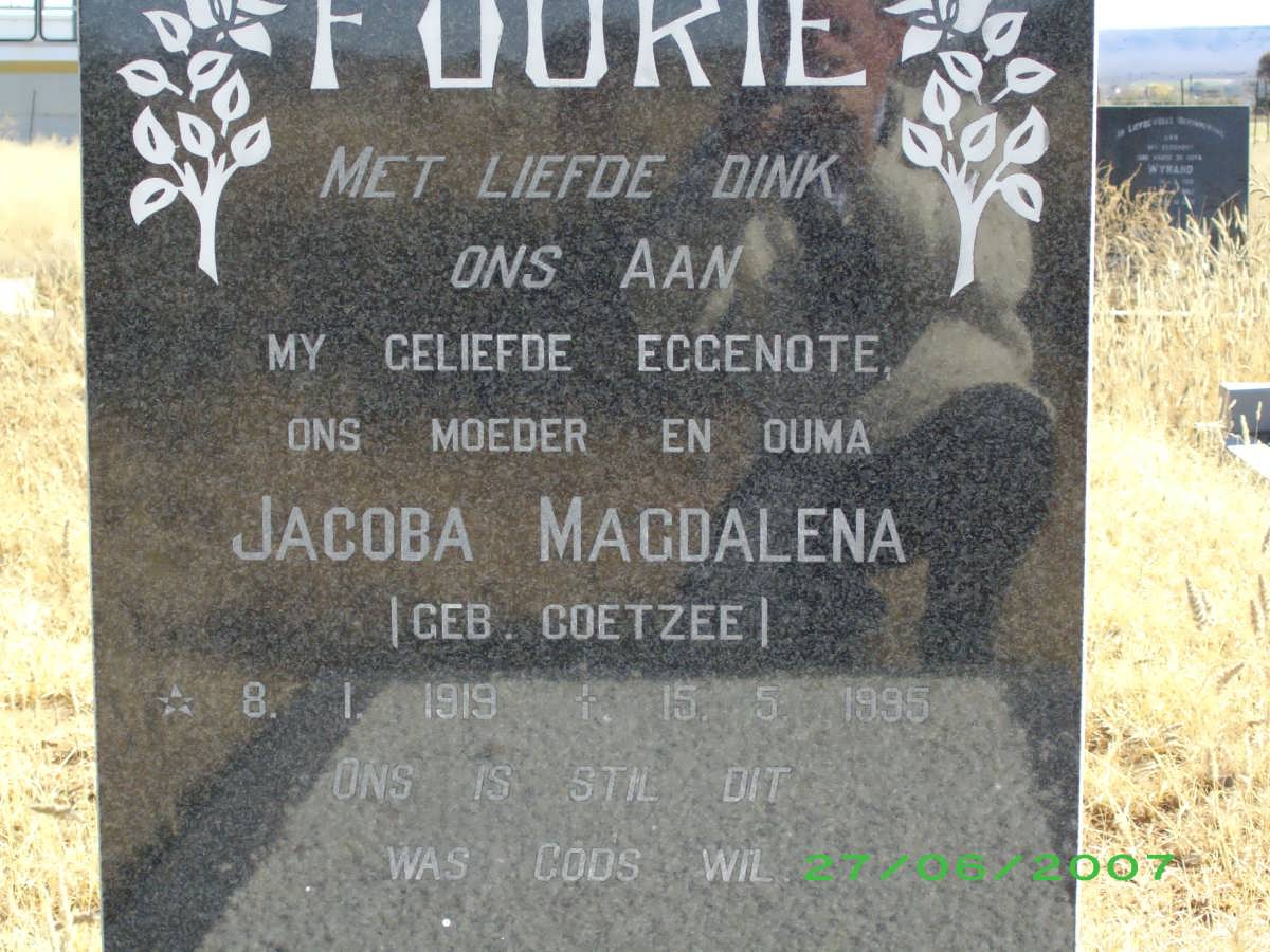 FOURIE Jacoba Magdalena nee COETZEE 1919-1995
