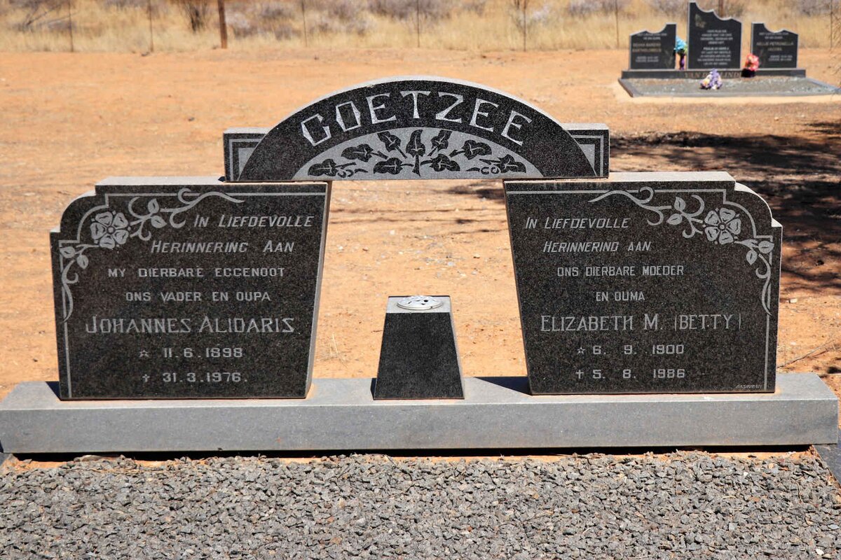 COETZEE Johannes Alidaris 1898-1976 &amp; Elizabeth M. 1900-1986