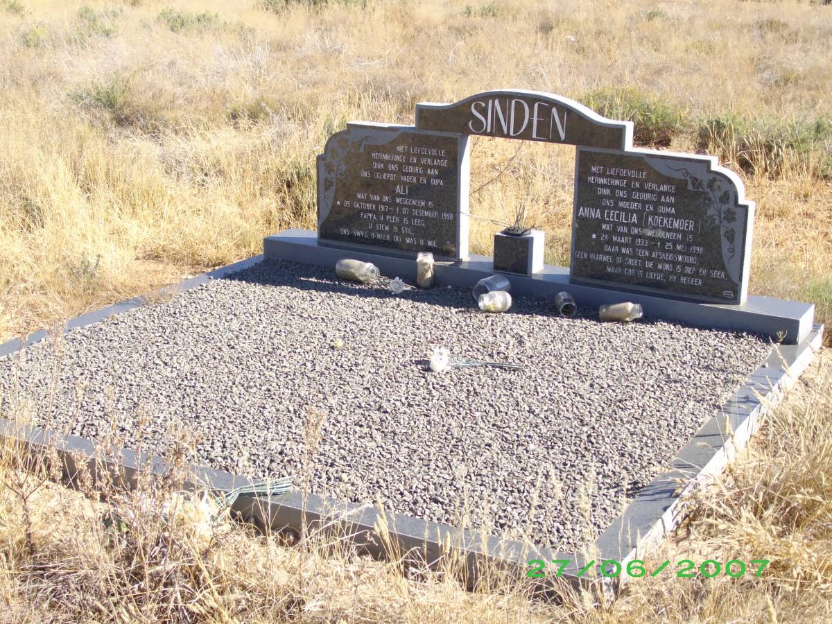 SINDEN Ali 1917-1998 &amp; Anna Cecilia KOEKEMOER 1933-1998