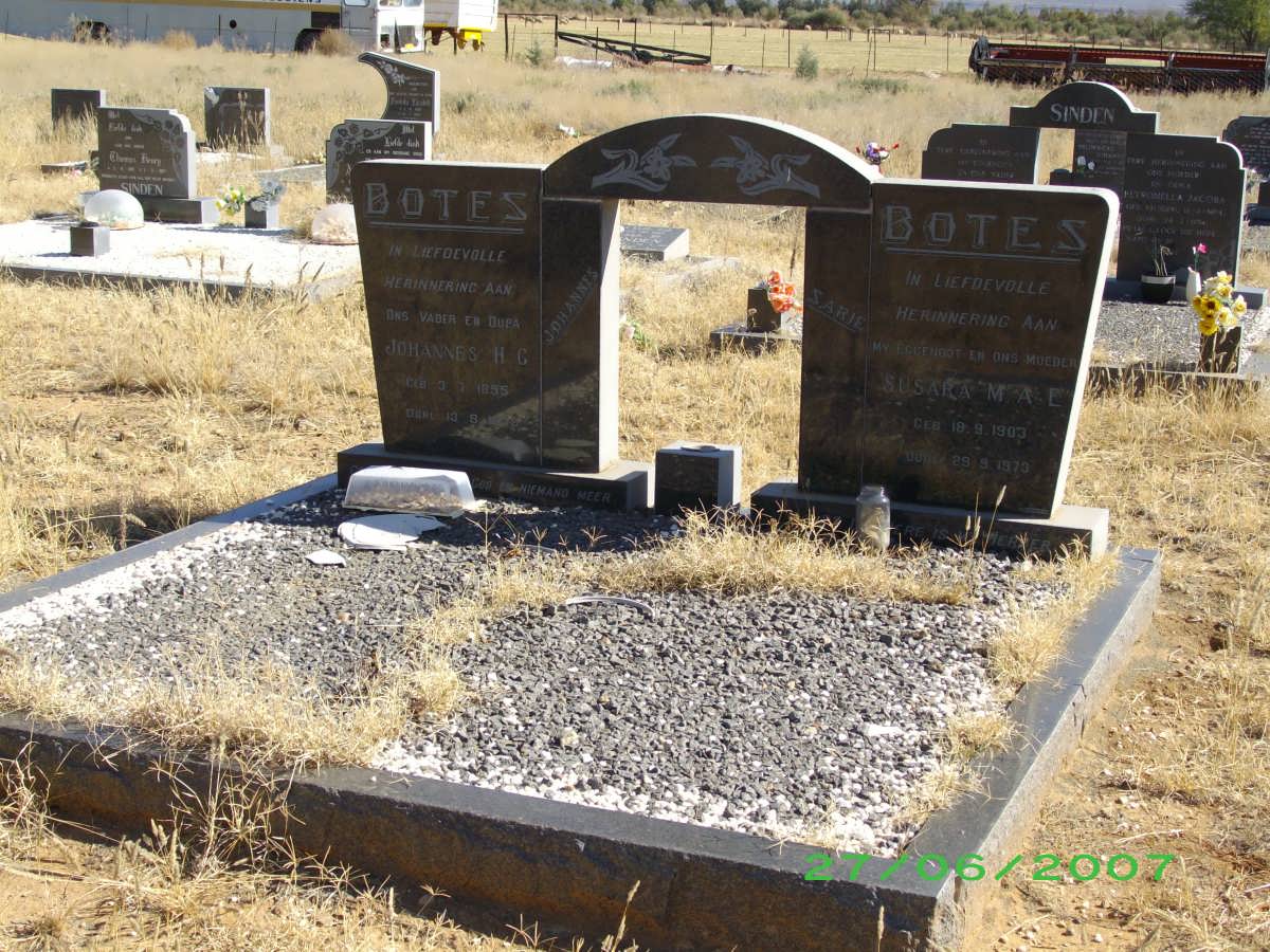 BOTES Johannes H.G. 1895-1978 &amp; Susara M.A.E. 1903-1973