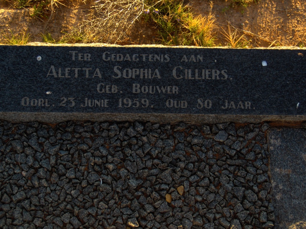CILLIERS Aletta Sophia nee BOUWER -1959