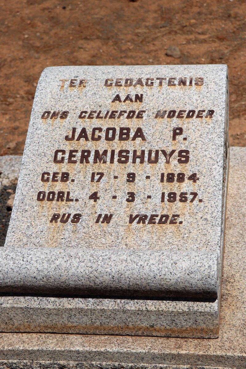 GERMISHUYS Jacobus E.L. 1884-1947 &amp; Jacoba P. 1884-1957