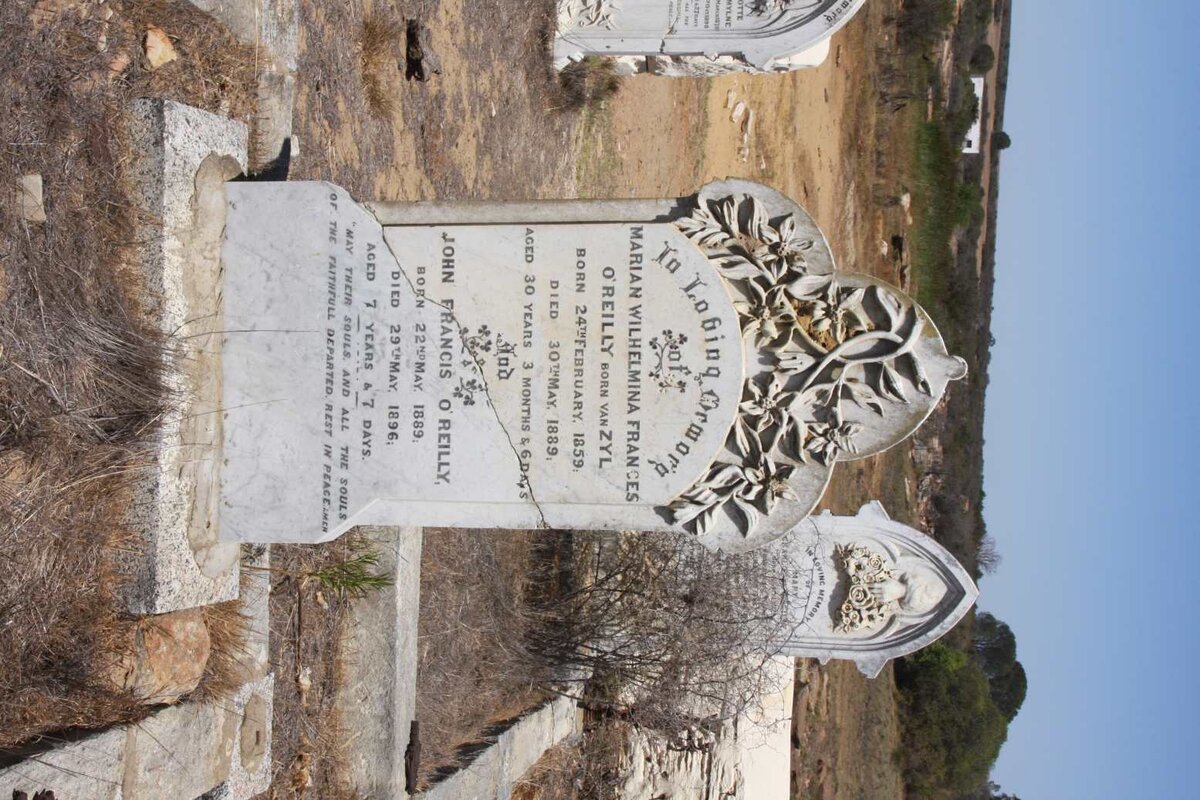 O'REILLY Marian Wilhelmina Frances nee VAN ZYL 1859-1889 :: O'REILLY John Francis 1889-1896