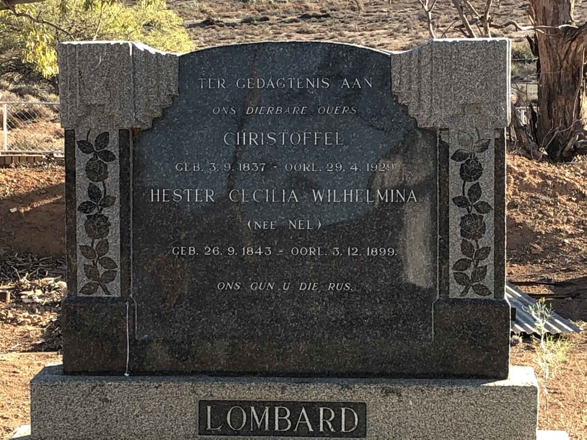 LOMBARD Christoffel 1837-1929 &amp; Hester Cecilia Wilhelmina NEL 1843-1899