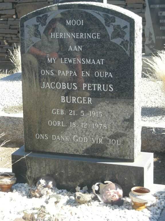 BURGER Jacobus Petrus 1915-1978