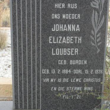 LOUBSER Johanna Elizabeth nee BURDEN 1884-1936