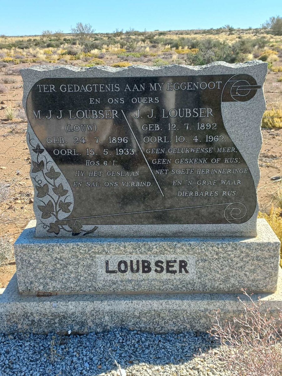 LOUBSER J.J. 1892-1962 &amp; M.J.J. LOUW 1896-1933