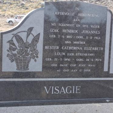 VISAGIE Izak Hendrik Johannes 1887-1963 &amp; Hester Catharina Elizabeth LOUW nee STEENKAMP 1890-1974